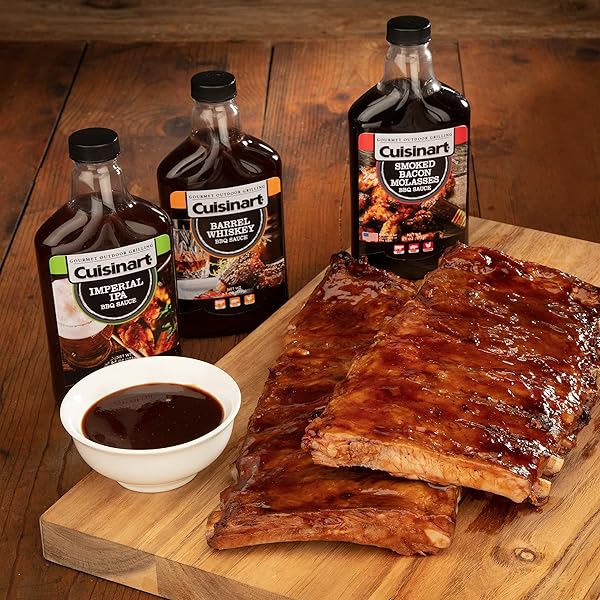 CUISINART CGBS-010 BARREL WHISKEY BBQ, PREMIUM FLAVOR AND BLEND FOR MARINADE, DIP, SAUCE OR GLAZE, PERFECT WITH BRISKET, RIBS, CHICKEN, PORK CHOPS & FRENCH FRIES, 13 OZ BOTTLE