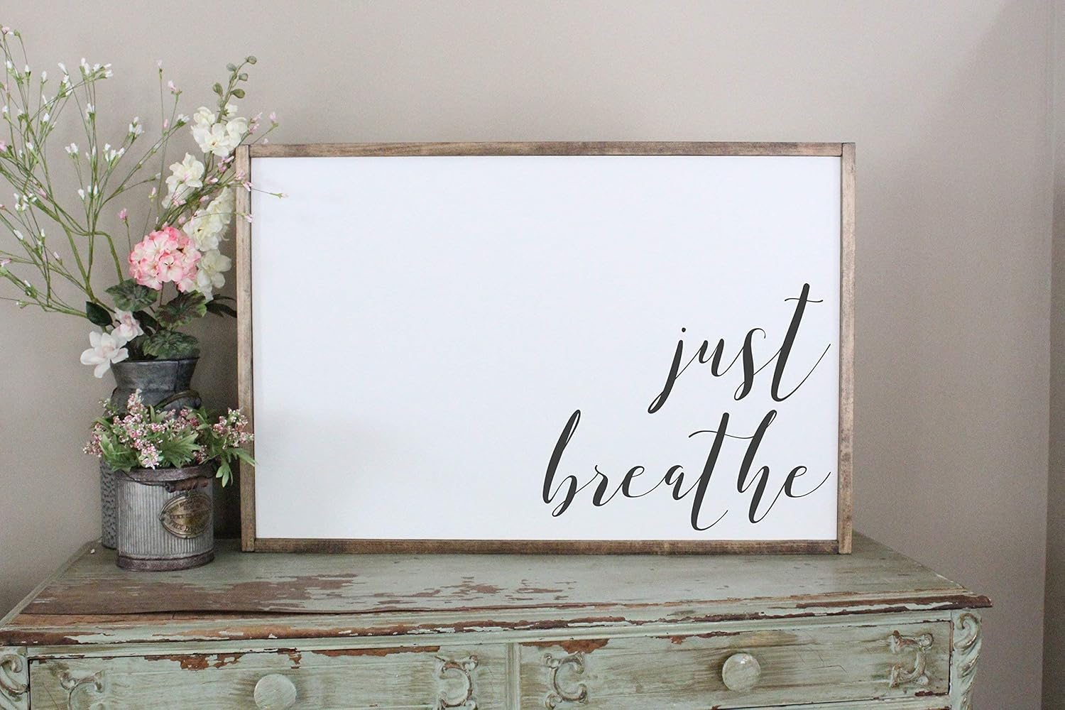 Amazon.com: Just Breathe Wall Art/Hand Painted Sign/Farmhouse Decor