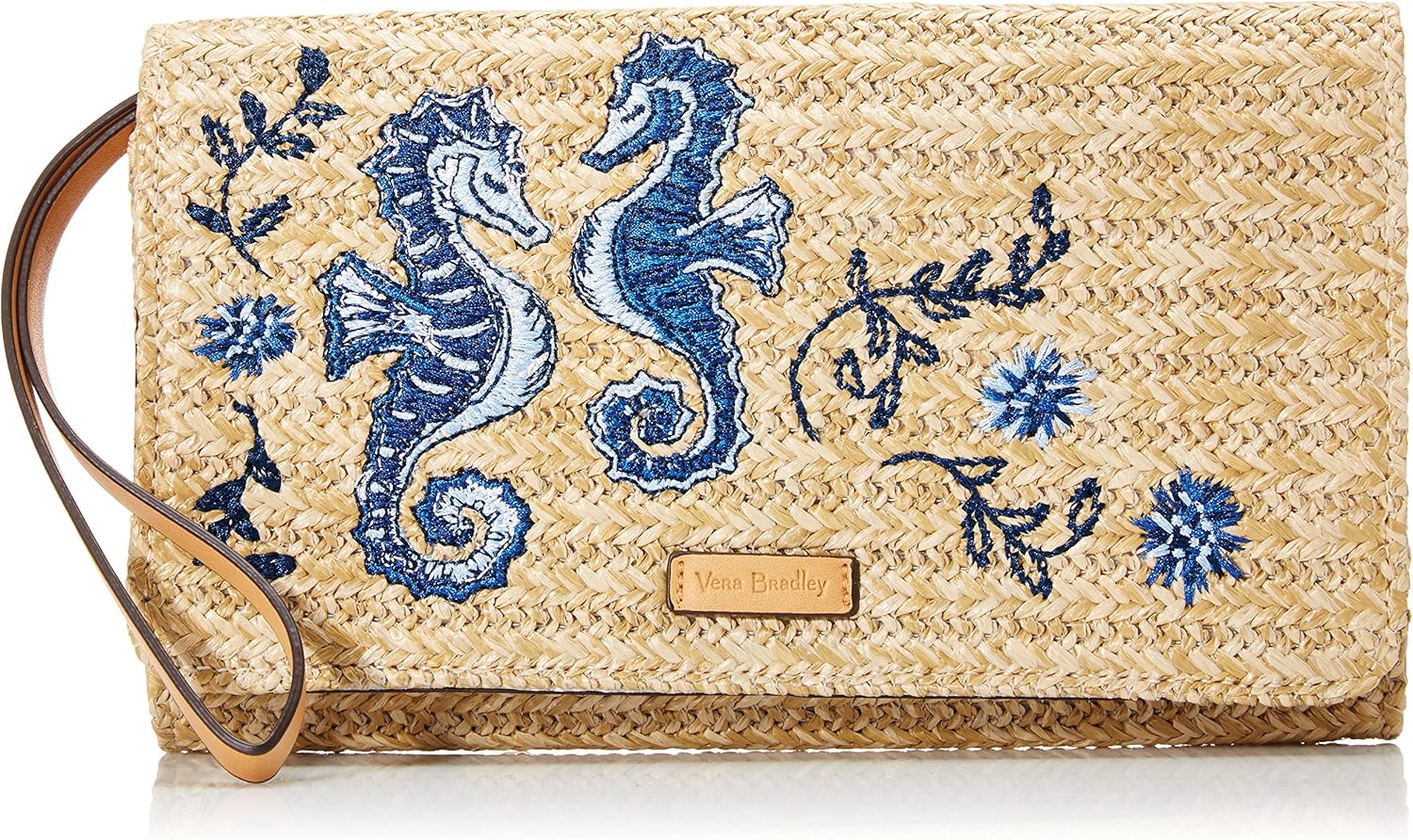 Vera Bradley Women's Straw Beach Wristlet with RFID Protection, Natural