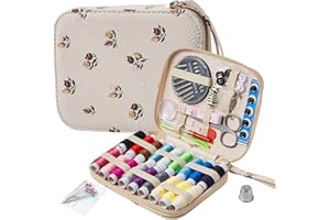 BOBODE Floral Sewing Kit Printing Sewing Project Kits,Professional Sewing Supplies for Adults, Zipper Sewing Needles Set, 87 PCS Travel Sewing Accessory for Emergency, Home