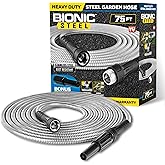 BIONIC STEEL 75 Ft Garden Hose 304 Stainless Steel, 75 Ft Water Hose, Super Tough & Flexible Metal Hose, Lightweight, Crush Resistant Fittings, Kink & Tangle Free, Rust Proof, Easy to Use & Store