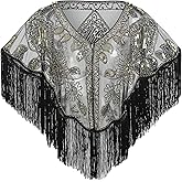 EORUBE 1920s Shawl Sequin Beaded Evening Cape Wraps for Gatsby Party Women Evening Cape Vintage Flapper Cover Up