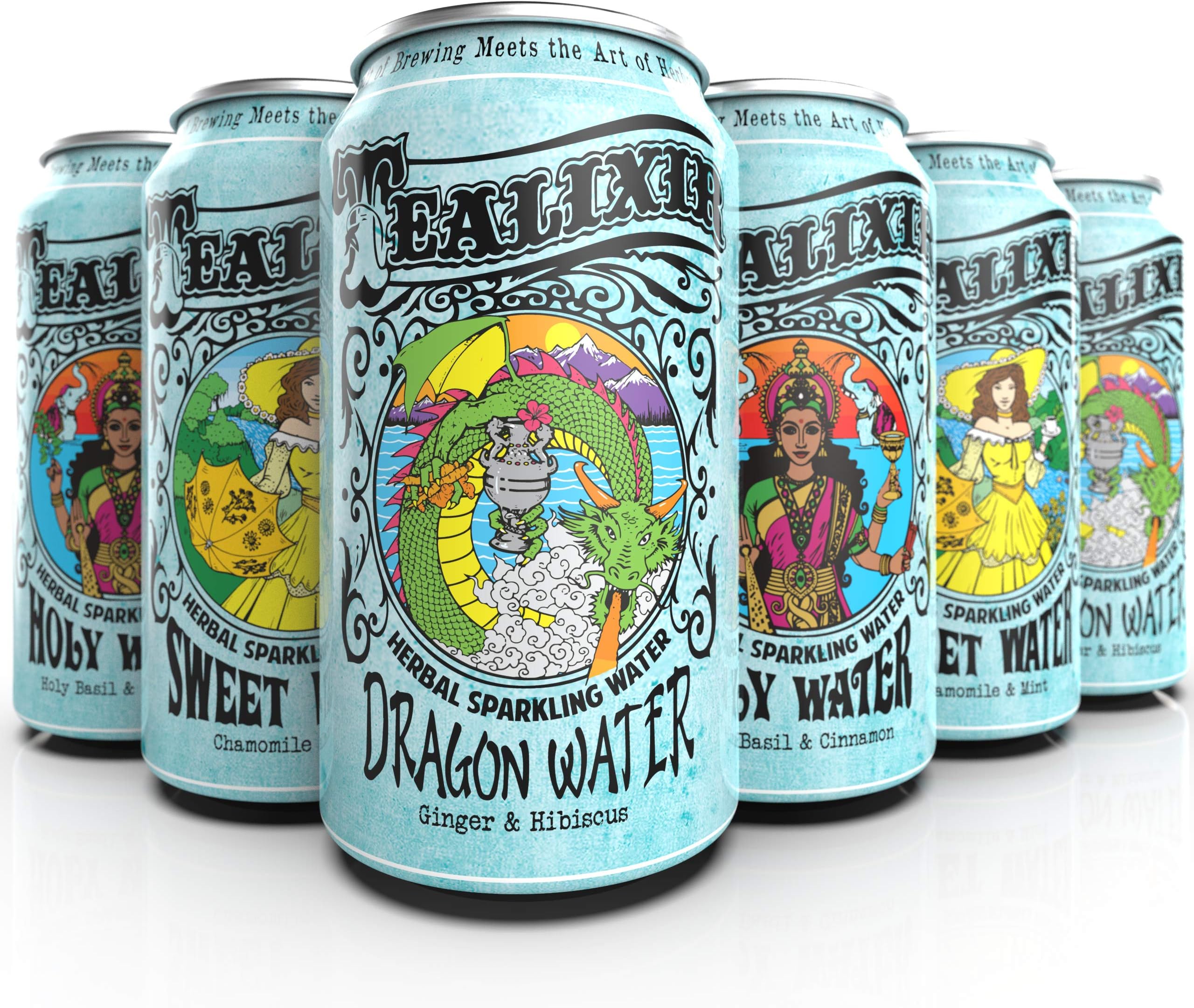 Tealixir Herbal Sparkling Water - Inspired By The Traditions Of Ayurveda, Traditional Chinese Medicine And North American Folk Medicine, Zero Sugar, Zero Calorie, 12 PACK Variety