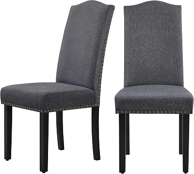 Yaheetech Set of 2 Dining Chairs Classic Parson Style with Solid Wood Legs