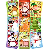 LINAYE 63 Sheets Christmas Stickers for Kids Toddlers, Make A Face Christmas Crafts Stickers for Kids, Xmas Goodie Treat Bag Stocking Stuffers Party Favors Game Activities