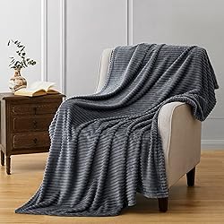 Vessia Flannel Fleece Dark Grey Throw Blanket