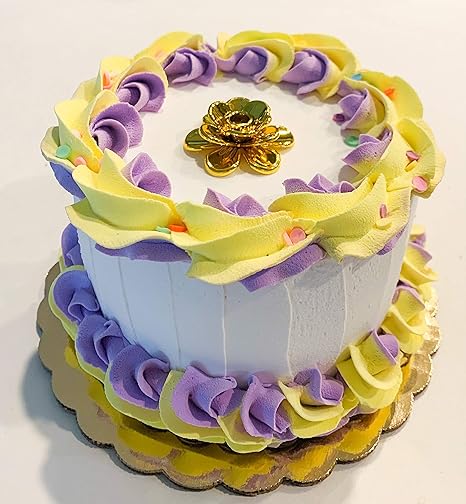 Amazon Dezicakes再利用可能な誕生日ケーキw キャンドルホルダーフェイクfood Prop装飾6 ラベンダーalways Be Ready To Celebrate 造花 オンライン通販