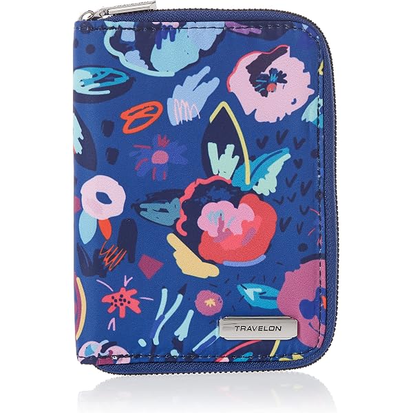Pochette Voyage Travelon Anti-RFID Avec Bracelet - Modèle Bleu Marine Et Rouge 8x10