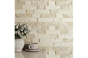 VAOVI Matte Marble Subway Tile Peel and Stick Backsplash for Kitchen Heat Resistant Bathroom Vanity Shower Waterproof(Beige 1