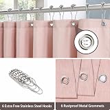 Waterproof Narrow Shower Curtain 92x182cm Linen Look Pink view 3