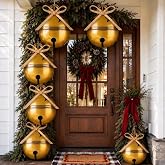 Seematn 10 Pcs Inflatable Christmas Bell Ball with Bows, Giant Jingle Bell | Large Fun PVC Bell Balls, Inflatable Christmas Ornaments with Bows, for Front Door Yard Garden Patio Outdoor Decor, 11.8 Inch