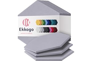 Ekkogo Acoustic Panels 12-Pack Soundproof Wall Panels 12"X10.4"X0.4" Sound Panels High Density Sound Dampening Panels - [Cloud Gray Hexagon]