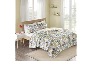 Mi Zone Cozy Quilt Set, Casual Modern Vibrant Color Design All Season Teen Bedding, Coverlet Bedspread, Decorative Pillow, Girls Bedroom Décor, Full/Queen, Tamil Colorful Paisley 4 Piece