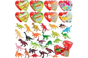 JOYIN 28 Pack Valentine Day Toys for Kids, Dinosaur Toys Figures Filled Hearts with Valentine Cards for Kids Classroom Exchange Party Favors, School Gift Exchange, Game Prizes Carnivals Gift