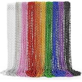 EOBOH 72PCS Mardi Gras Beads, Metallic 10 Kinds Bead Necklace Party Favors, 33" Mardi Gras Necklace Stuff, Festival Parade Throw Accessories for Wedding Birthday Celebrations Decorations