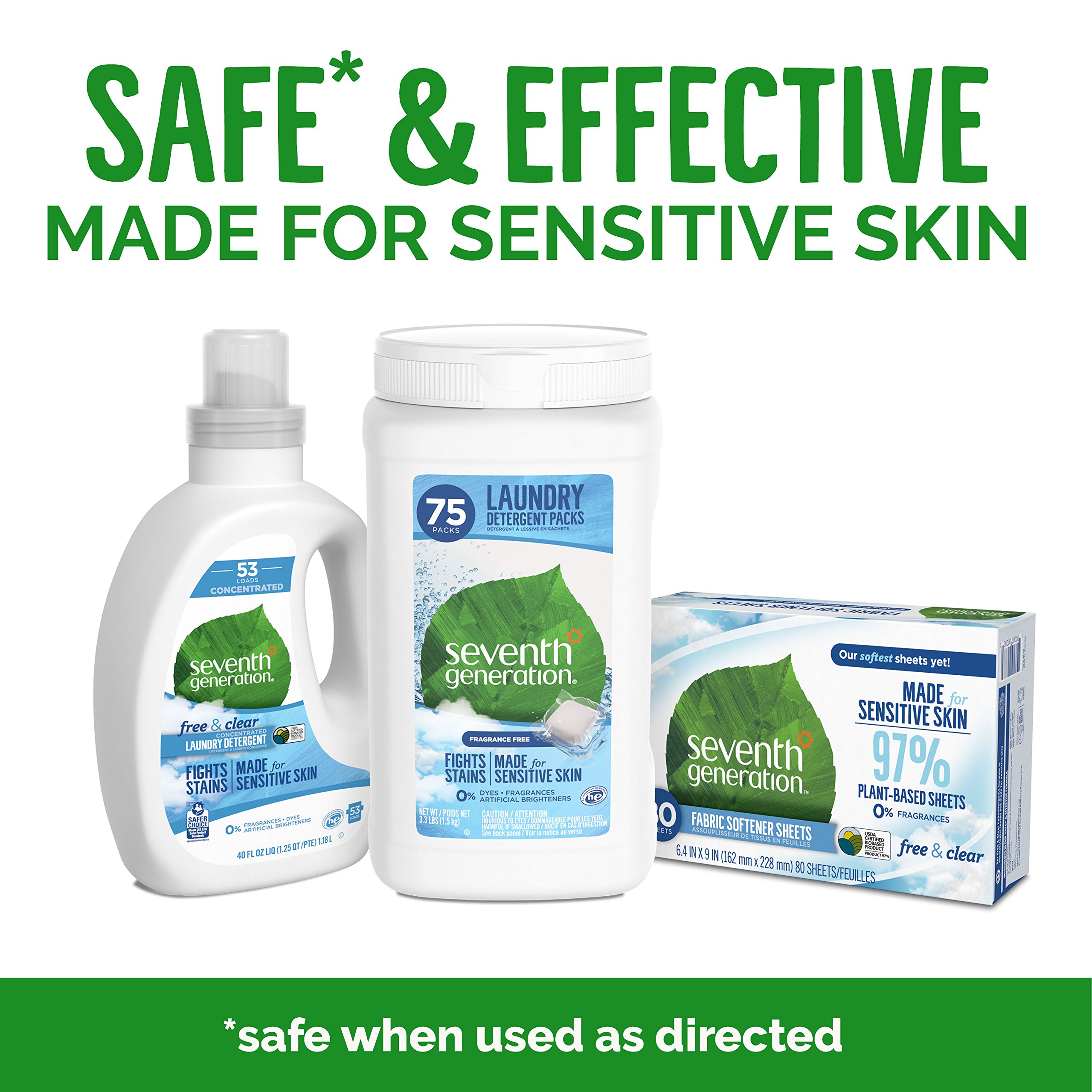 Seventh Generation Fabric Softener Sheets, Free & Clear, 80 Count