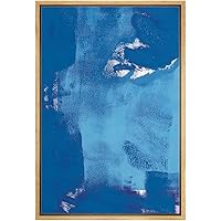 SIGNWIN Framed Canvas Print Wall Art Abstract Dark and Light Blue Formation Abstract Texture Illustrations Impressionism Contemporary for Living Room, Bedroom, Office - 16