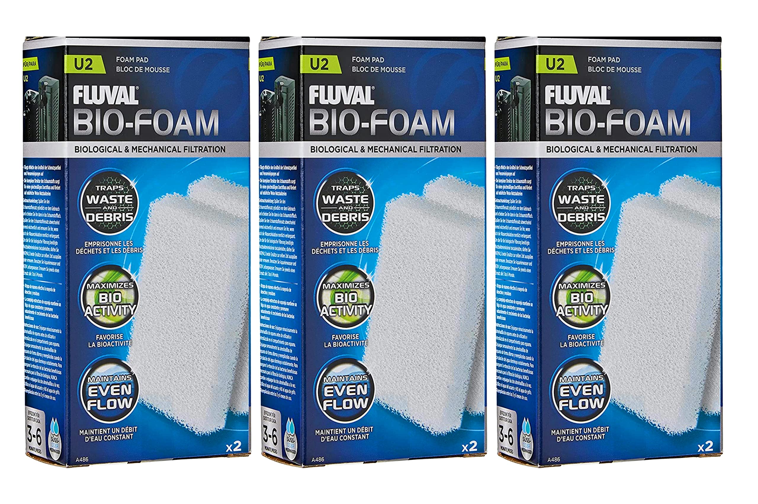 Fluval U2 Filter Foam pads, 3 x 2 pack