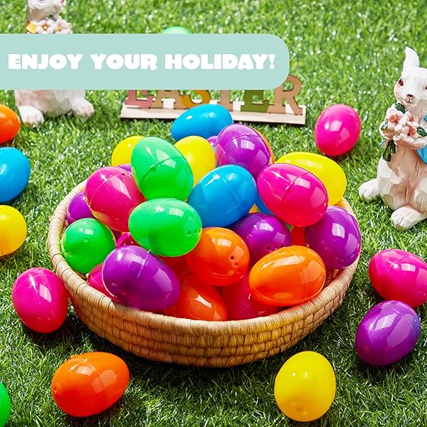 JOYIN 300 PCS 2.3″ EASTER EGGS, EMPTY PLASTIC EGGS FILLABLE COLORFUL BRIGHT EGGSHELL BULKS FOR EASTER HUNT, FILLING TREATS, PARTY FAVOR, BASKET STUFFERS, CLASSROOM PRIZE SUPPLIES