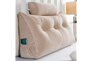 Gpround Wedge Headboard Pillows+Head Roll Pillow Bed for Headboard Large Bolster for Bed Rest Reading Pillows Backrest Pillows for Sitting in Bed Backrest Positioning Support(Twin: 39x8x20 Inches)