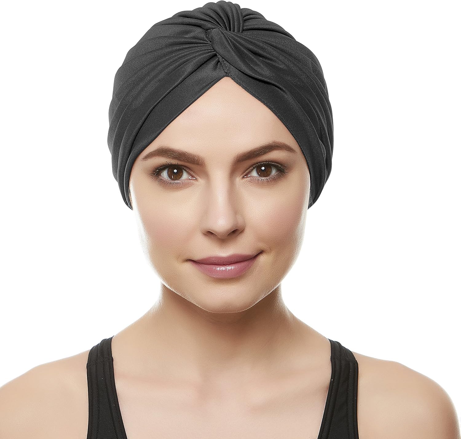 Beemo Polyester Twisted Pleated Turban Head Cover - Black - Image 4