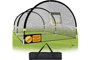 IDEATRY Baseball Batting Cages for Backyard - Portable Practice Softball Cage Net and Frame with Pitching Machine Hole, 12.7M