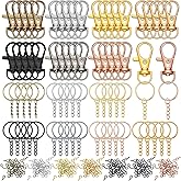 280 Pieces Key Chain Rings Kit Including 35 Pcs Swivel Lobster Clasp Keychain 35 Pcs Key Rings with Chains 210 Pieces Small Screw Eye Pins Hooks for DIY Crafts Set, 7 Colors