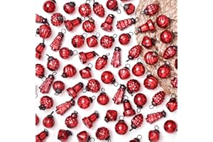 INDIAN SHELF IndianShelf 100 Red Christmas Ornaments- Christmas Tree Ornaments- Red Christmas Decorations- Glass Christmas Ornaments- Mini Ornaments- Vintage Ornaments - Bulk Christmas Ornaments with Gift Box