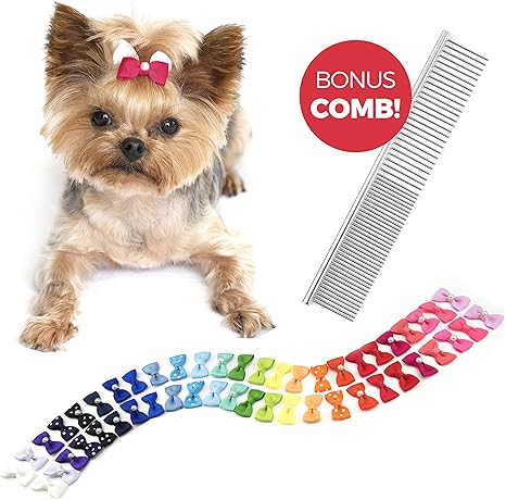 Amazon Com The Thoughtful Brand 50 Pcs Dog Bows With Rubber Bands