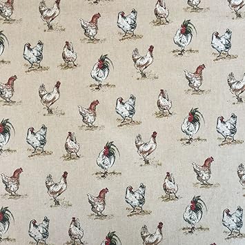 Vintage Tiere Hühner Baumwolle Rich Leinen Look Stoff für Vorhänge Jalousien Craft Quilting Patchwork & Upholstery 139,7 cm 1