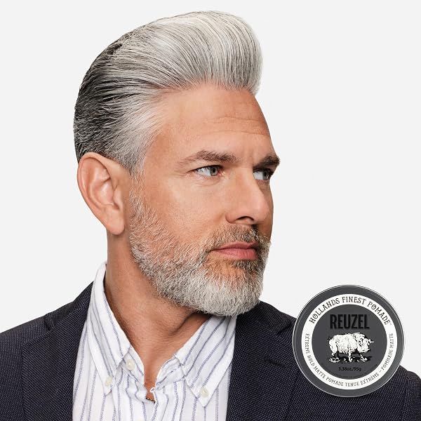 REUZEL EXTREME HOLD MATTE POMADE, STRONGEST ALL DAY HOLD, WATER SOLUBLE STYLING, MATTE FINISH & FLAKE FREE, EASY TO WASH OUT, FOR ALL HAIR TYPES