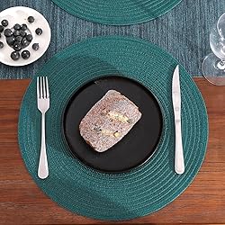 SHACOS Round Placemats Set of 6 Washable 15 inch