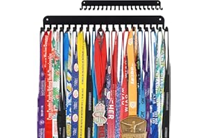 Miayork Medal Hanger Display, Newly Medal Holder Display Hanger Rack Frame - Sturdy Race Medal Display Wall Mount Medals Easy to Install-20PCS Hooks