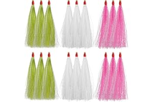 FUSIGO Fishing Bucktail Teaser, 9/18pcs Saltwater Bucktail Fishing Lures Copper Tube Teasers for Flounder Rig Fishing Teasers Plugs Cod Flounder Seabass