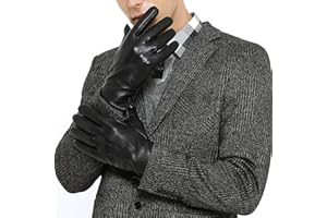 ZLUXURQ Luxury Mens Leather Gloves Cashmere Lined-Soft Comfortable Lambskin Touchsreen