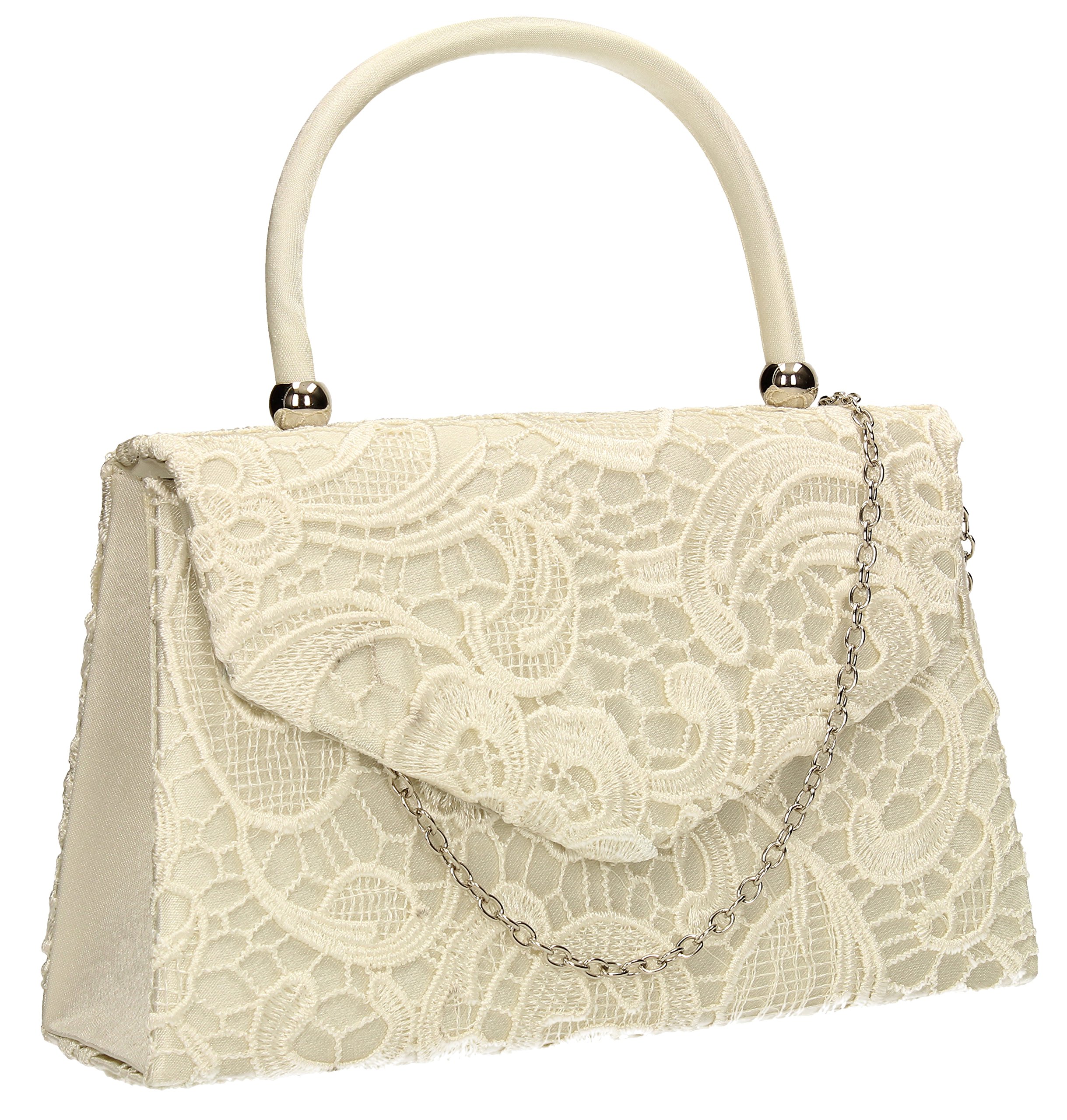Swanky Swans Womens Jena Clutch Off-White (Ivory) ,6.5x16x24 cm (W x H x L)