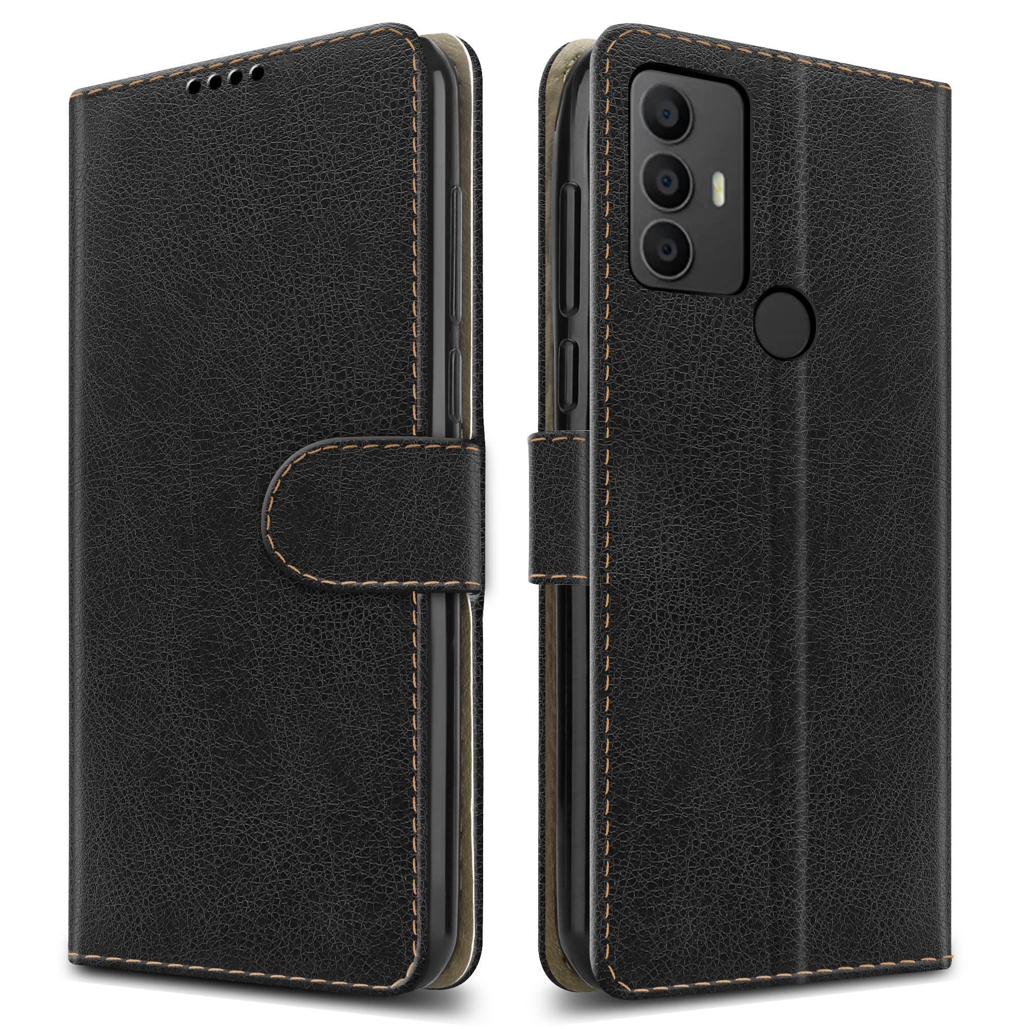 PIXFAB For TCL 306 / TCL 305 / TCL 30 SE/TCL 30E Leather Phone Case, Magnetic Closure Full Protection Book Folio Design, Wallet Case Cover [Card Slots] and [Kickstand] For TCL 306/305 - Black