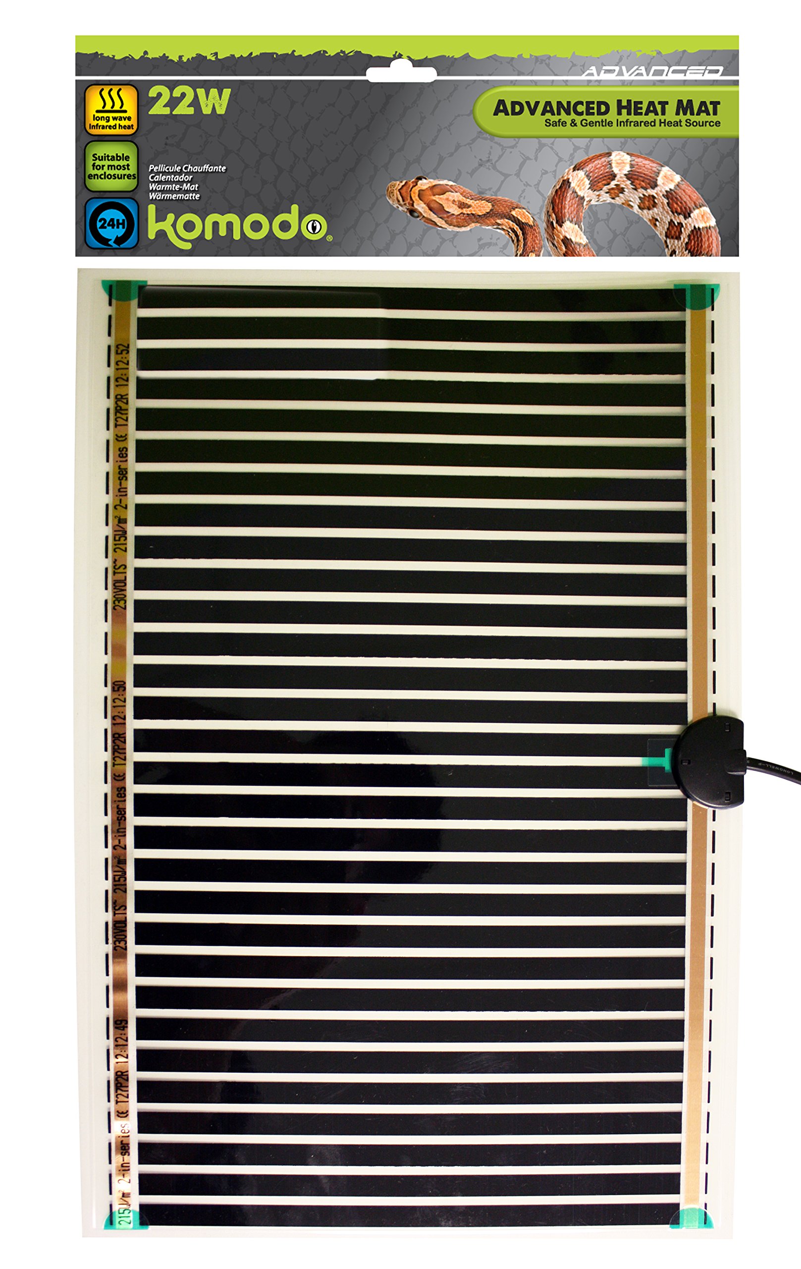 Komodo Advanced Heat Mat for Reptiles 22W Adjustable Temperature Durable Indoor Pad for Terrarium Vivarium Reptile Enclosure Cage Habitats - 410x274mm