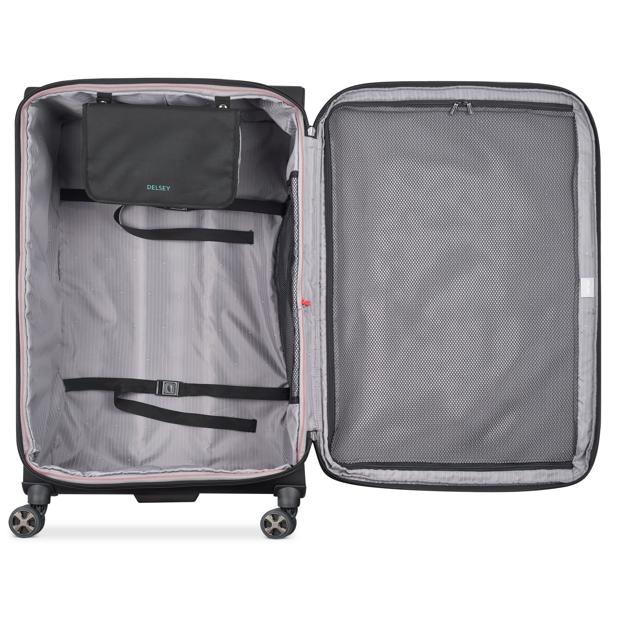 DELSEY PARIS Helium DLX Softside Expandable Luggage with Spinner Wheels, Black, Checked-Large 29 Inch