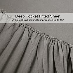 4 piece Bed Sheet Set (Queen,Gray) 1 Flat Sheet,1