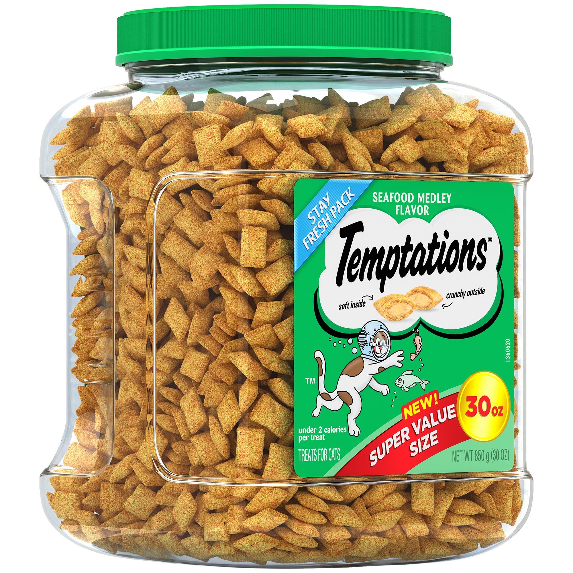 TEMPTATIONS Classic Treats For Cats Seafood Medley Flavor 30 Ounce Tub 