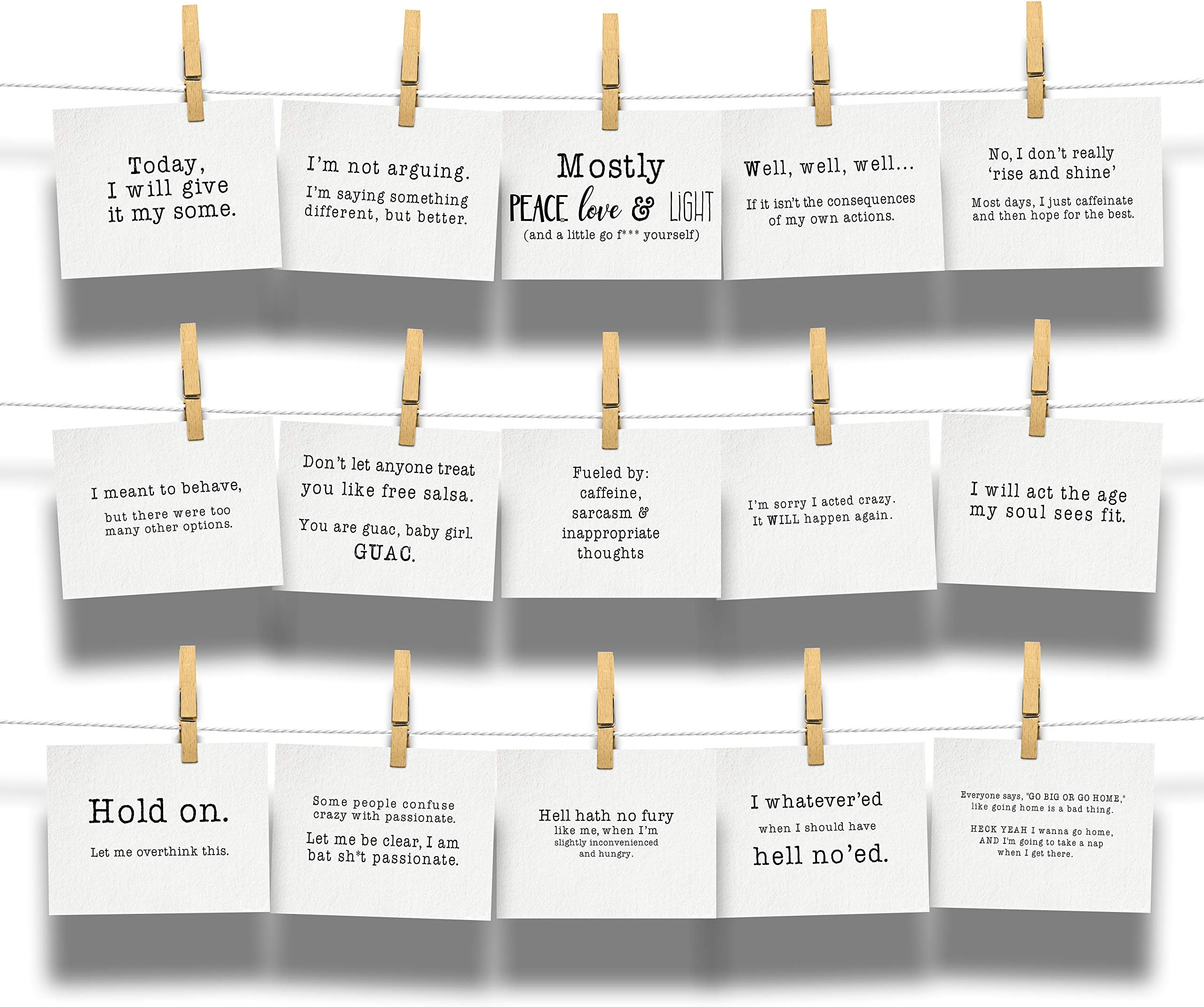 My A-Game is Adequate Relatably Sarcastic Postcard 15-Card Collection Funny Cards Postcrossing Matte Card