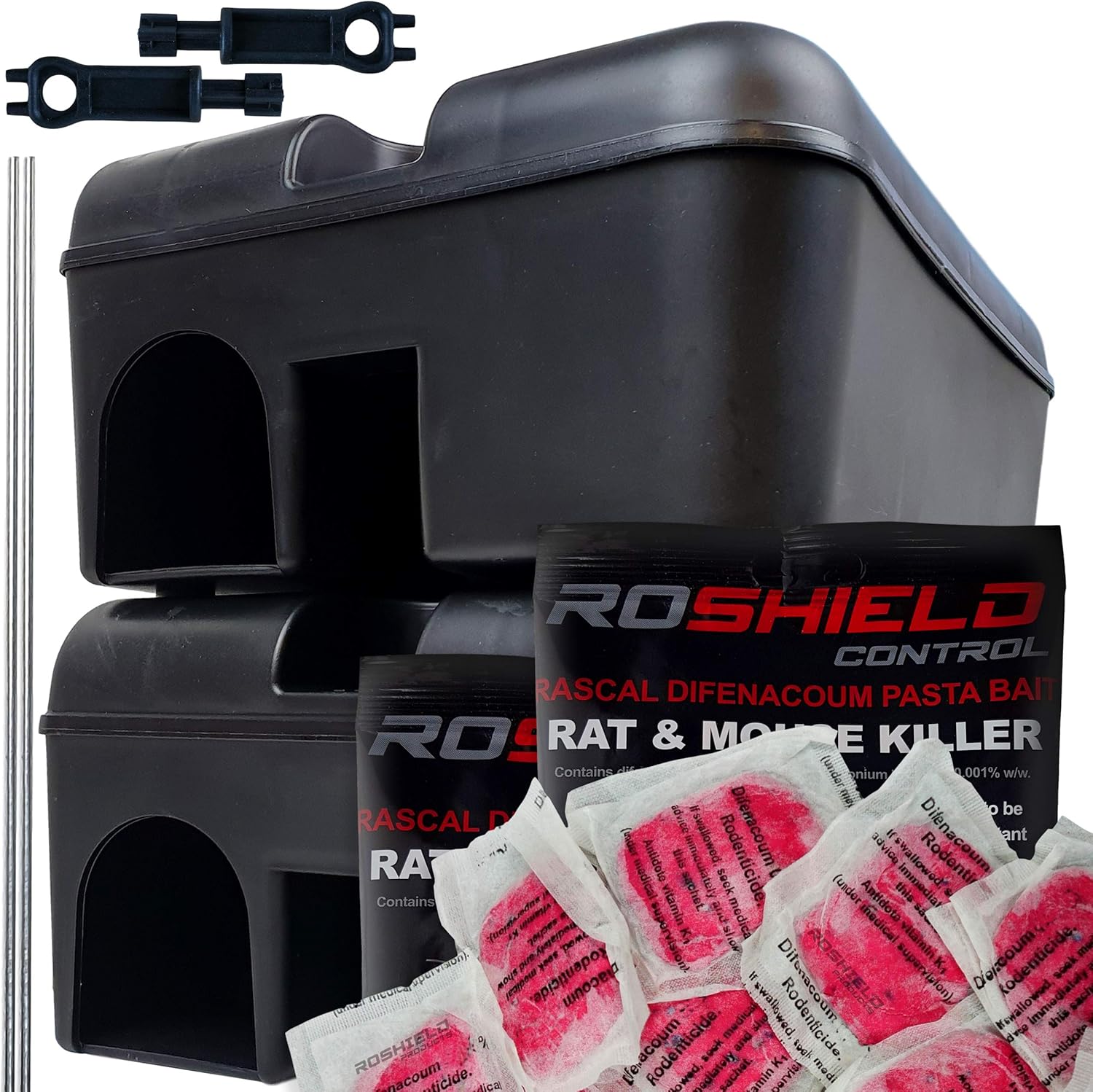 Roshield External Rat & Mouse Rodent Bait Box Kit 2 Box & 30 Pasta