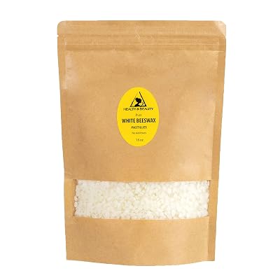 H&B OILS CENTER 100% Pure Organic White Beeswax Pastilles - 2 Oz (Premium Beads)
