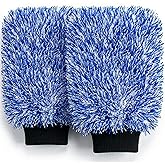 TAKAVU New Car Wash Mitt, 2 Pack Premium Cyclone Microfiber Washing Gloves, Holds Tons of Sudsy Water for Effective Washing, Machine Washable, Lint Free, Scratch Free (Blue)