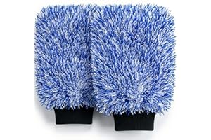 TAKAVU New Car Wash Mitt, 2 Pack Premium Cyclone Microfiber Washing Gloves, Holds Tons of Sudsy Water for Effective Washing, Machine Washable, Lint Free, Scratch Free (Blue)