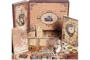 Diuhofart Vintage Scrapbooking Kit for Adults, Scrapbook Kit with Notebook Paper Stickers Labels Materials Set, Ephemera for Junk Journal Supplies, DIY Craft Collage Albumn Bujo Card Making