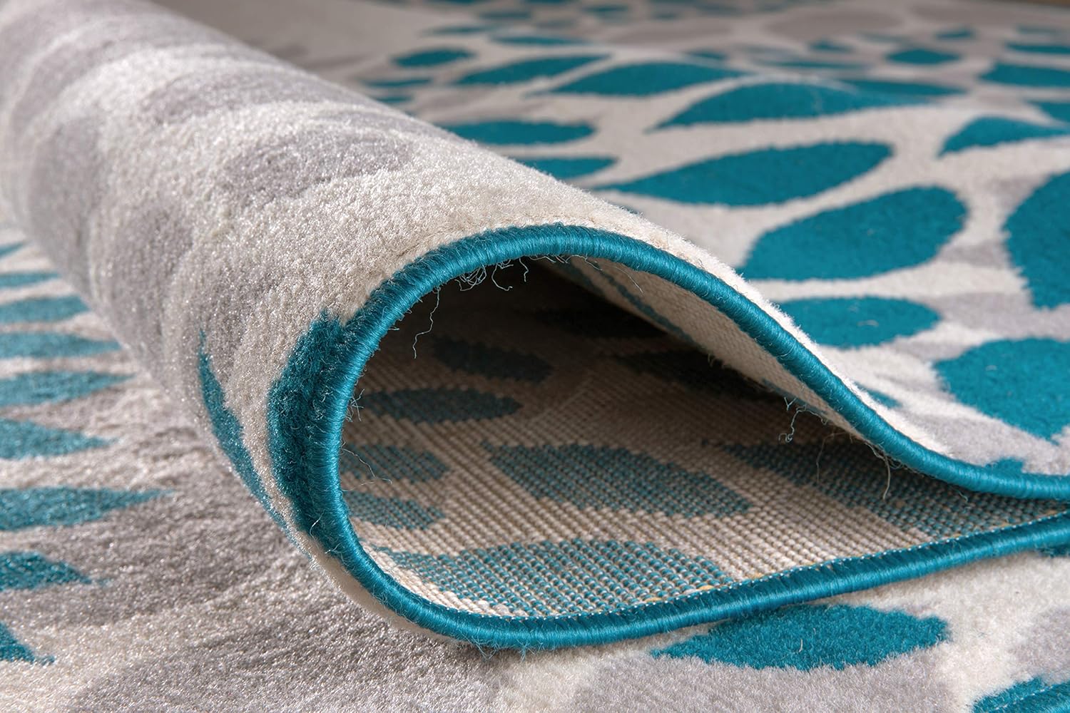 Modern Floral Circles Design Area Rugs 5' X 7' Blue: Furniture & Decor