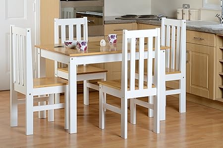 Seconique Ludlow Dining Set White And Oak Dining Table And 4