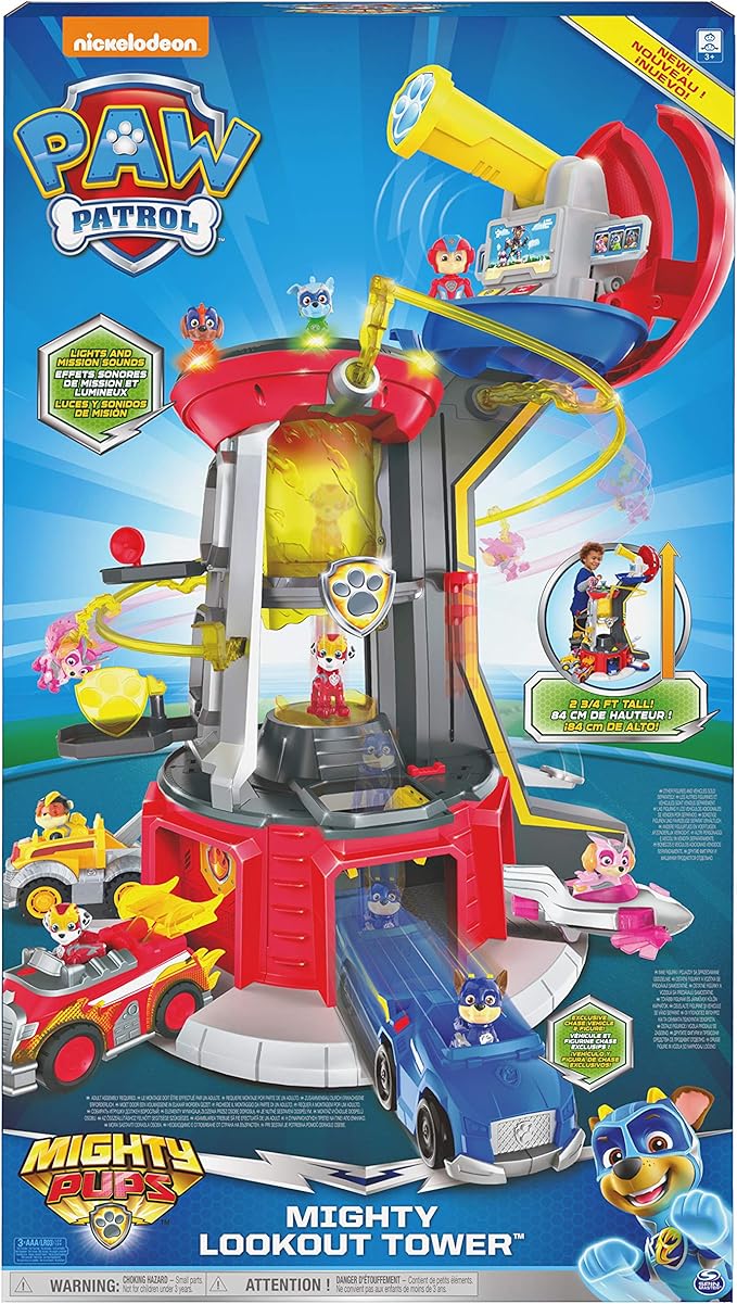 PAW Patrol Mighty Pups Super PAWs Lookout Tower Playset with Lights and